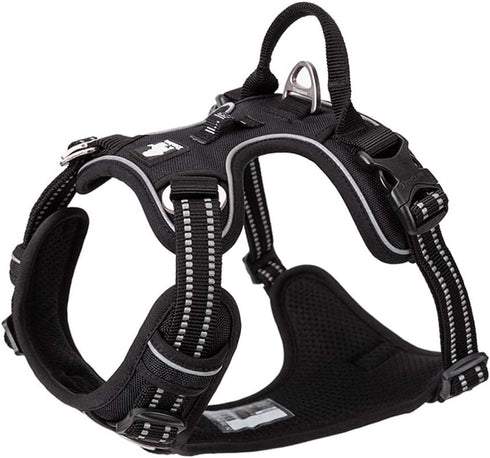 TRUE LOVE No Pull Dog Harness, Adjustable Reflective Pet Harness in Brilliant Colors, Truelove TLH56512 Black