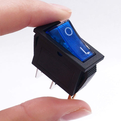 Twidec 5Pcs Rocker Switch Toggle AC 20A/125V, 15A/250V SPST 3 Pins ON/Off Blue LED Light Illuminated Switch