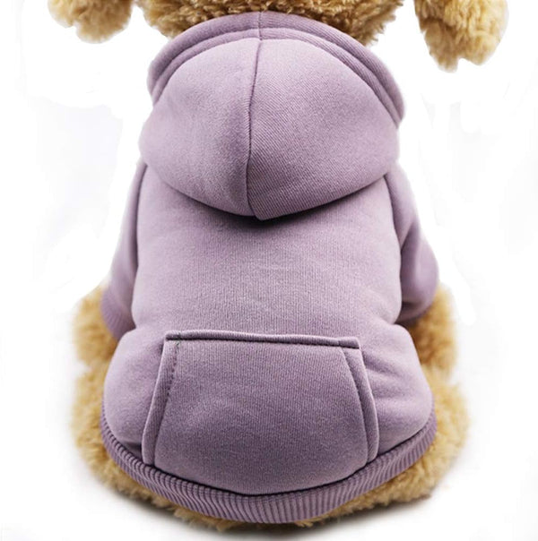 Jecikelon Winter Dog Hoodie Sweatshirts for Small Dogs Chihuahua Coat with Pockets, Warm Puppy Cat Costume (Purple,