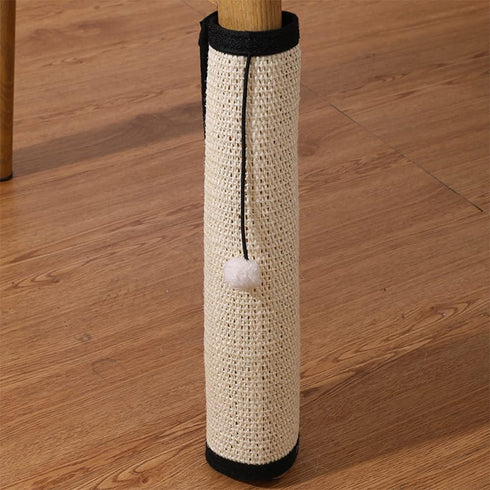 Cat Scratcher Mat with Interactive Mouse Toy, Natural Sisal Table Leg Scratch Wrap for Flexible Installation
