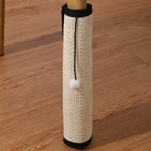 Cat Scratcher Mat with Interactive Mouse Toy, Natural Sisal Table Leg Scratch Wrap for Flexible Installation
