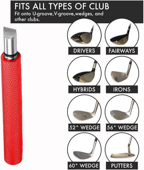 Golf Club Cleaner and Groove Sharpener Tool - 6 Carbide Tungsten Steel Cutters, Golf Club Re-Grooving Accessory