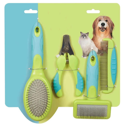 Generic Dog and Cat 4 piece Home Grooming Kits Slicker Rotating Pin Brush