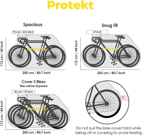 Protekt Bike Cover for 2-3 Bikes, Heavy Duty Outdoor Storage, Rain Dust Resistant, UV Coated Waterproof with Lock Holes