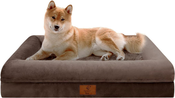 Dog Beds for Medium Dogs, Orthopedic Washable Bed with Removable Bolster & Waterproof Nonskid Bottom