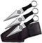 PP-028-3BK Throwing Knife Set, Three Knives, Silver Blades, Black Cord-Wrapped Handles, 6-1/2-Inch