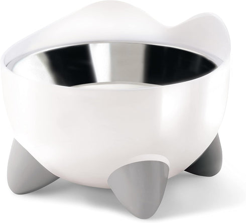 Catit PIXI Elevated Feeding Dish, Whisker Stress Free Food & Water Cat Bowl in White