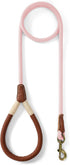 Mile High Life Dog Leash | Strong Rope Dog Leash w Premium Leather Tailor Handle | 5 Feet Dog Leash w Heavy Duty Clasp | Pink Rope Leash for Small Medium Large Dogs | Diameter 1/2"