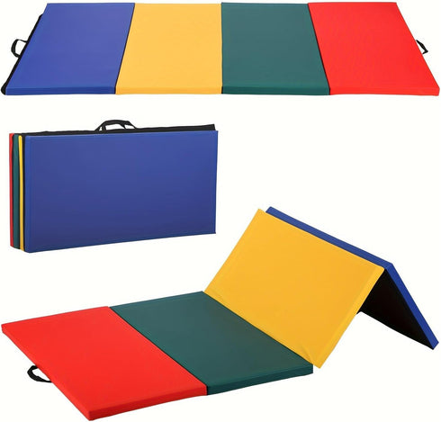 Folding Gymnastics Mat 4-Panel Yoga Mats 4'x8'x2'' Exercise Mat Gym Mat for