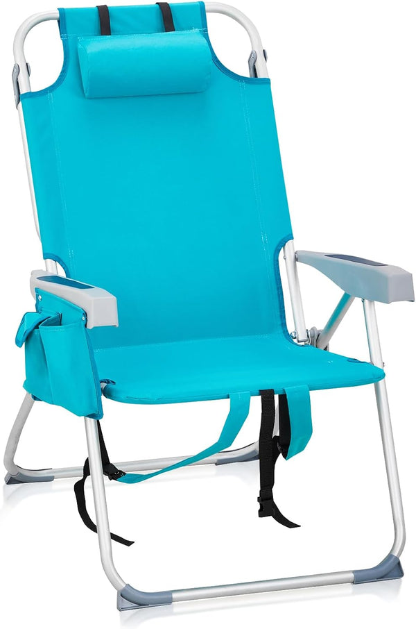 Hikarinowa Outdoor High Beach Lawn Chair,Portable Lightweight Folding Chair for Adults,Folding Beach Chair,Portable
