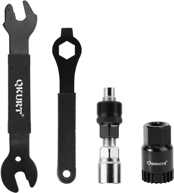 Oumers Bike Crank Puller Tool Set, Bike Bottom Bracket Remover with 17mm, 16mm, 15mm Spanner Wrench