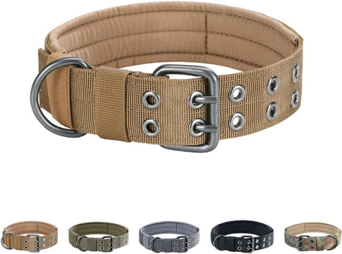 EXCELLENT ELITE SPANKER 1.5" Width Adjustable Military Dog Collar, Coyote Brown, Metal D Ring & Buckle