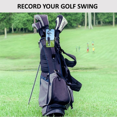 Record Your Golf Swing with The SwingScout, Golf Bag Phone Holder, Easy Clip, Compatible with Any Cellphone