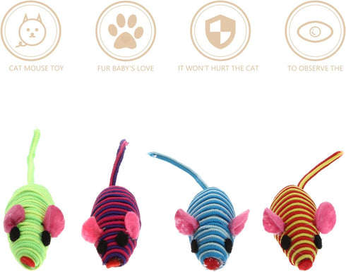 Totority Catnip Mice Cat Toy, Rubber Band Mouse with Elastic Rope for Cats, Realistic Teaser Playing Prop