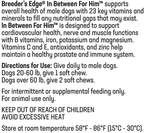 Revival Animal Health Breeder's Edge in Between for Him, Male Multivitamin for Medium/Large Dogs - 90 ct
