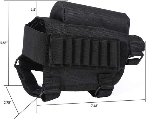 Rifle Buttstock Tactical Cheek Rest Pad with Ammo Pouch and 7 Shells Holder