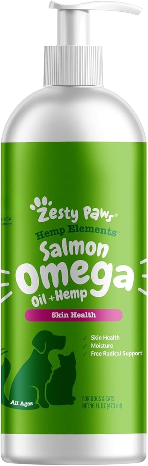 Zesty Paws Salmon Omega Oil Hemp for Dogs and Cats with Wild