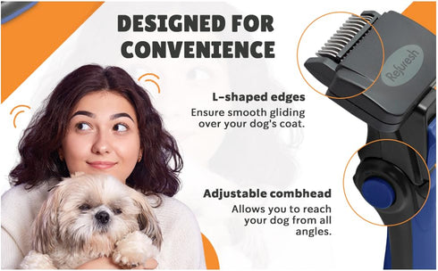 Small Red Deshedding Brush for Long Hair Dogs, Cats & Pets - Lightweight Grooming Brush for Shedding