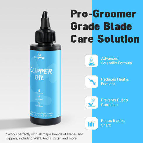 2 Pack (2 120ml) Professional Dog Clipper Oil for Grooming Blades, x Pet Lubricating Oil with Cleaning Brush Rust