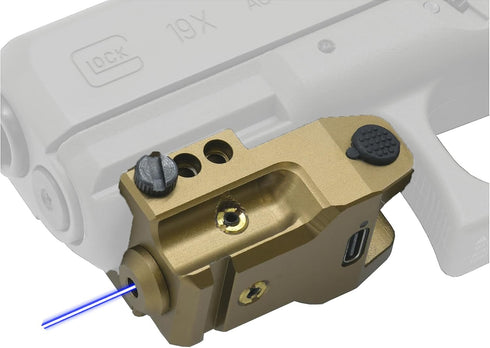 HiLight SS10B Blue Laser Tactical Sight for Pistols, Low Profile Military Grade Anodized Aluminum Body TAN, Micro USB