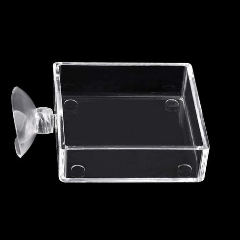 Clear Acrylic Square Shrimp Feeding Dish with Suction Cup for Fish Tank