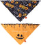 2 Pack Halloween Dog Bandanas with Bell, Pumpkin Ghost Themed Triangle Bibs for Cats and Dogs, Washable Cotton