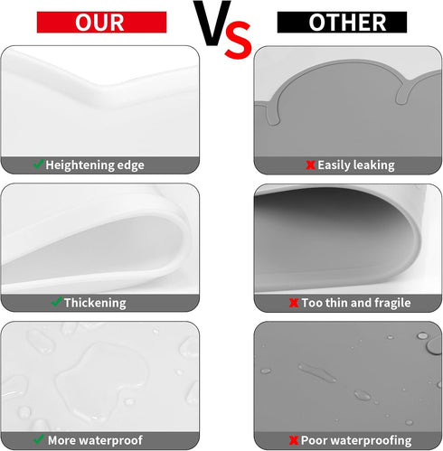 Ptlom Pet Placemat for Dogs and Cats, Non-Slip Waterproof Feeding Mat, Suitable for Small, Medium & Large Pets, White