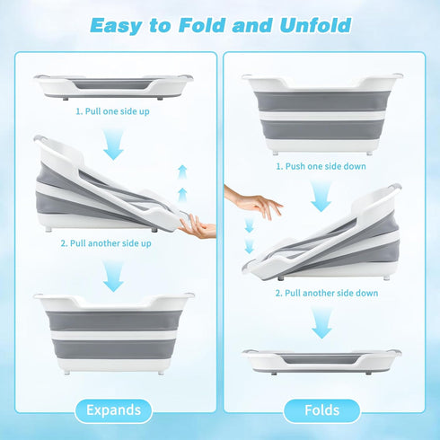 7.13 Gal/27L FHTONGE Raised Collapsible Dog Bathtub with Drain Hair Catcher, Multifunctional Pet Washtub for Small to M