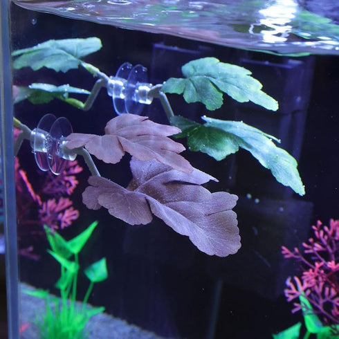 1Pc Green Betta Fish Leaf Pad, Plastic Plant Hammock Bed, Suction Cup Betta Breeding Resting Decor for Aquarium