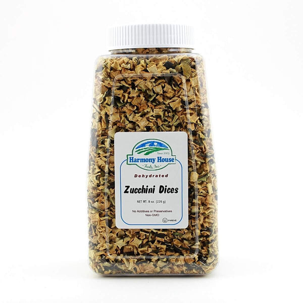 Harmony House Foods Dried Zucchini, diced (10 oz, Quart Size Jar) for