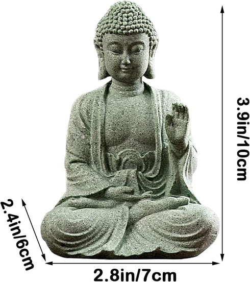 Meditating Buddha Statue, Natural Sandstone Buda Sculptures for Fish Tank Aquarium Decorations