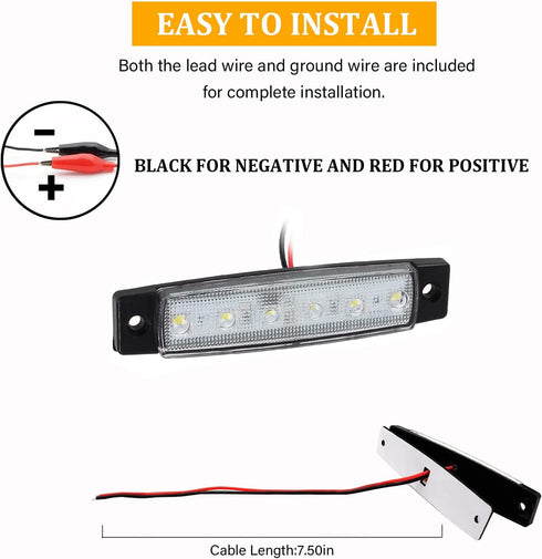 PSEQT LED Boat Interior Lights | Marine Courtesy Light Strip for Fishing, Pontoon, Kayak, Yacht (White 10Pcs)