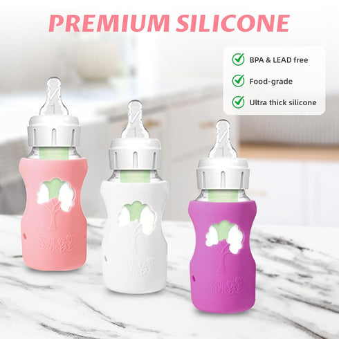 NYTGAH 3 Pack 9 oz, Silicone Sleeve for Dr. Brown Wide-Neck Bottle Anti Breakage Bottle Holder for Baby