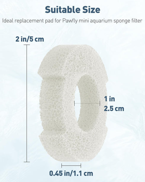 4 Pack 5 Pawfly Aquarium Bio-Sponge Filter Replacement Sponges White Foam for This Small Gallon Sponge Filter