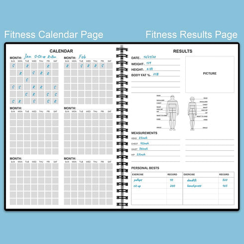 Fitness Planner for Women & Men - A5 Workout Log Book to Track Weight Loss, GYM, Bodybuilding Progress - Daily Health &
