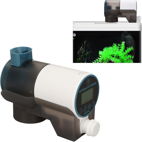 Automatic Fish Feeder, Quiet Waterproof Electric Auto Feeder, 200ml Intelligent Timer for Fish Pond Holiday