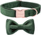 ARING PET Dog Collar with Bowtie, Adjustable Dark Green Velvet Collar, X-Small (Pack of 1)