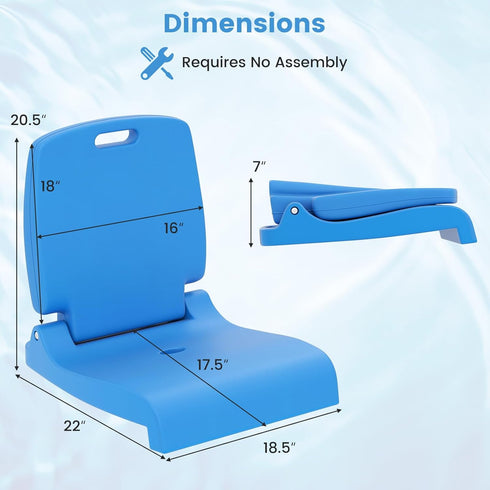 2 1 Pack) Goplus Poolside Chair for Edge of Pool, Foldable Portable Flip Seat w/Back Support & Handles, Lightweight