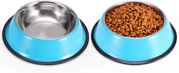 Stainless Steel Dog Bowls, Non Slip Anti Skid Stackable Food and Water Dishes for Small, Medium, Large Dogs (2 Pack)