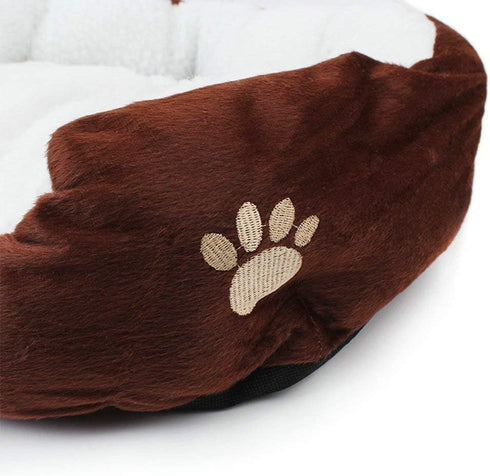 Cute Paw Print Comfortable Pets Dog Cats Nest Mat Pad - Soft Fleece Bed (Coffee)