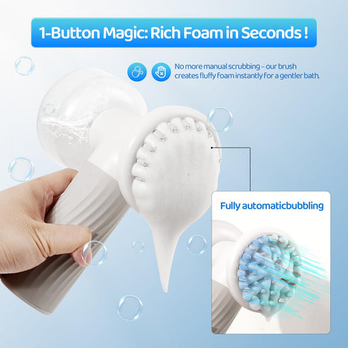 Furgo Dog Bath Brush with Automatic Shampoo & Foam Dispenser, Soft Silicone Massage Brush for Deep Cleansing
