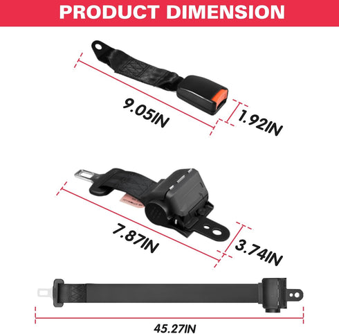 Golf Cart Seat Belts, 2 Pack Retractable Kit, Compatible with EZGO, Yamaha, Club Car DS Precedent