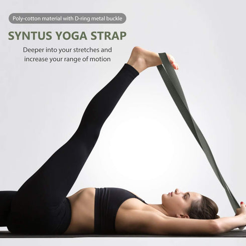 Syntus Yoga Block and Strap Set, 2 EVA Foam Soft Non-Slip Yoga Blocks, 8FT Metal D-Ring Strap for Fitness