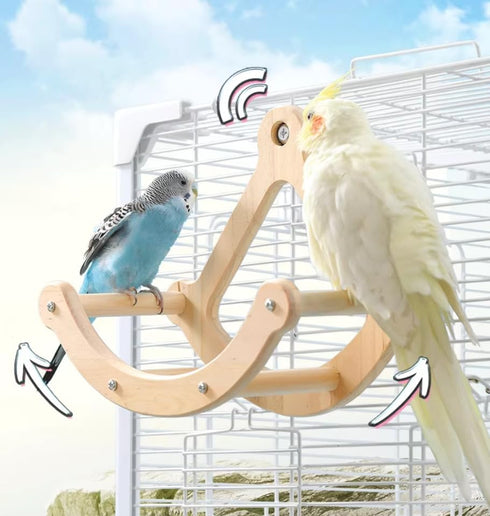 Bird Perch Toy, Interactive Rocking Parakeet Toys and Perches, Wooden Exercise Cockatiel Toys, Intelligence Birds