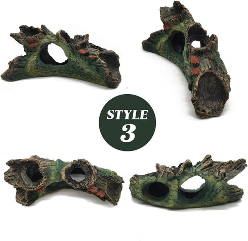 TIHOOD 3PCS Decaying Trunk Aquarium, Betta Fish Ornament, Freshwater Resin Decoration Log with Holes and Caves