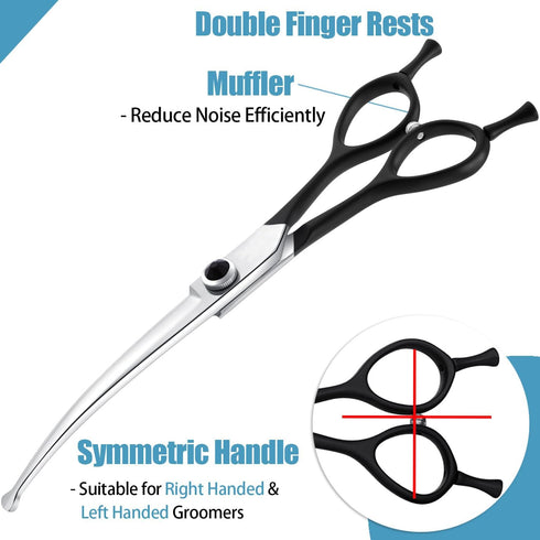 6.5" Downward Curved Dog Grooming Scissors, Safety Round Tips Shears for Grooming Face and Paws for Dogs & Cats