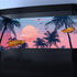 Hawaiian Beach Palm Tree Aquarium Background, Watercolor Graffiti Hawaiian Themed Fish Tank Background, Anime Themed Crawling Terrarium Background 72X24IN with 8 EVA Double-Sided Tape