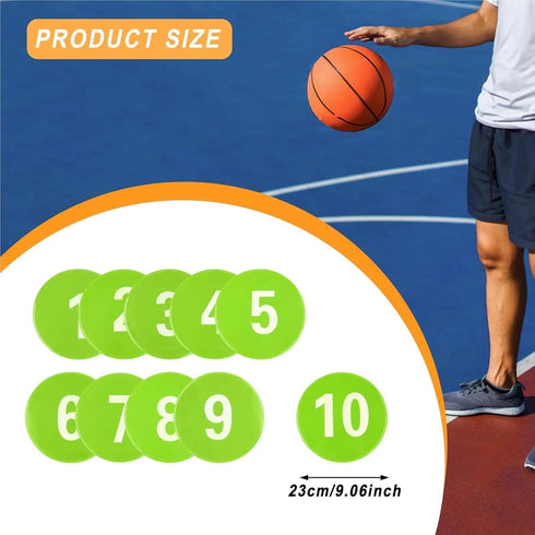 KaiYeA 10Pcs Spot Markers Numbered Floor Spot Markers Speed Agility Gym Floor Exercise Anti Slip Training Mat for Kids