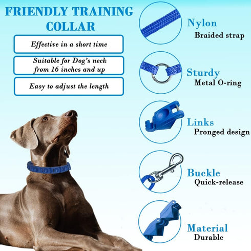 Dog Training Collar with 4 Extra Links for Medium, Large and X-Large Dogs (Blue)