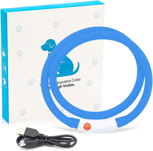 BSEEN Light Up Dog Collars, Cuttable Silicone LED Collar for Small Medium Large Dogs in Blue